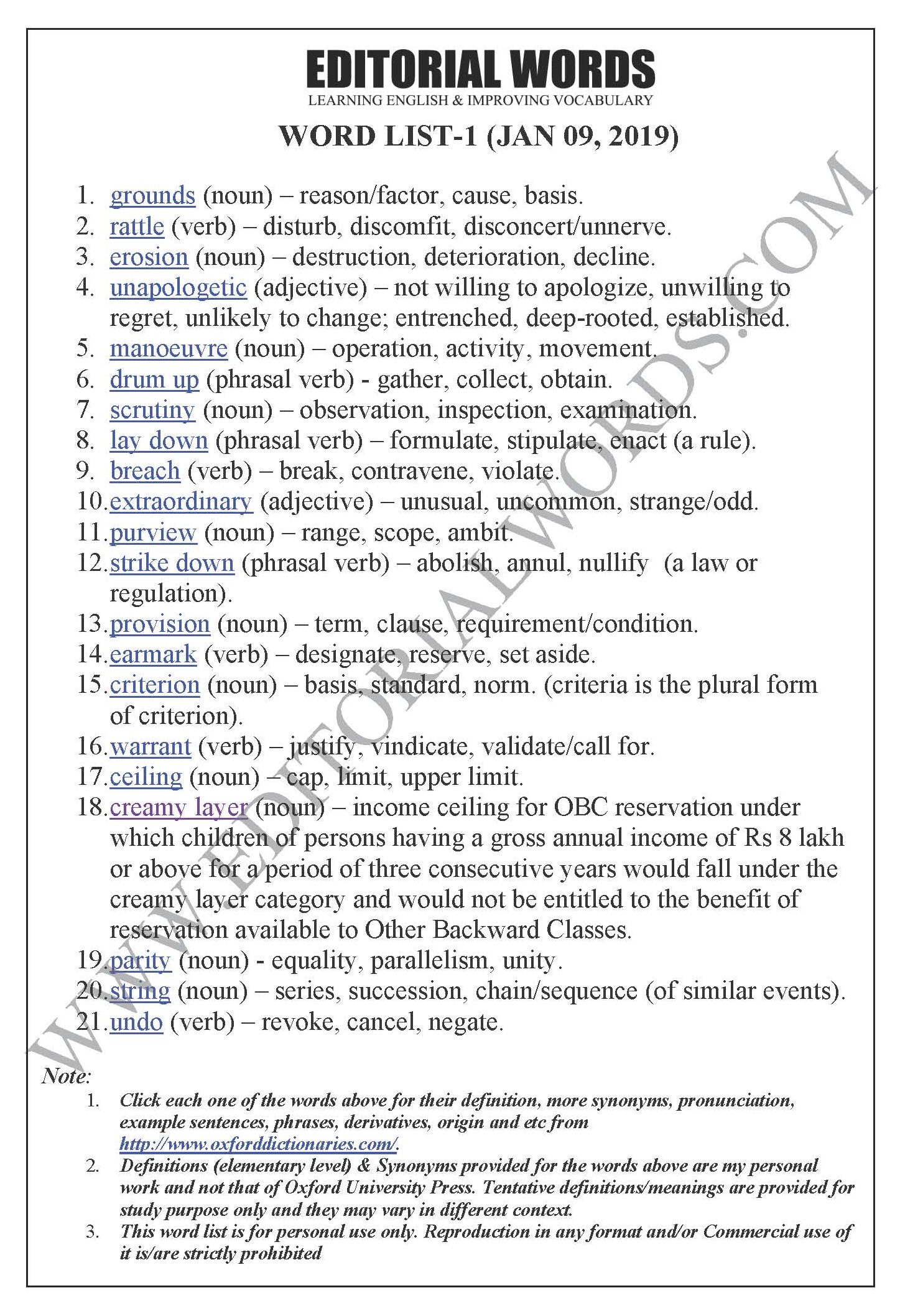 The Hindu Editorial (Quota questions) - Jan 09, 2019 - Editorial Words