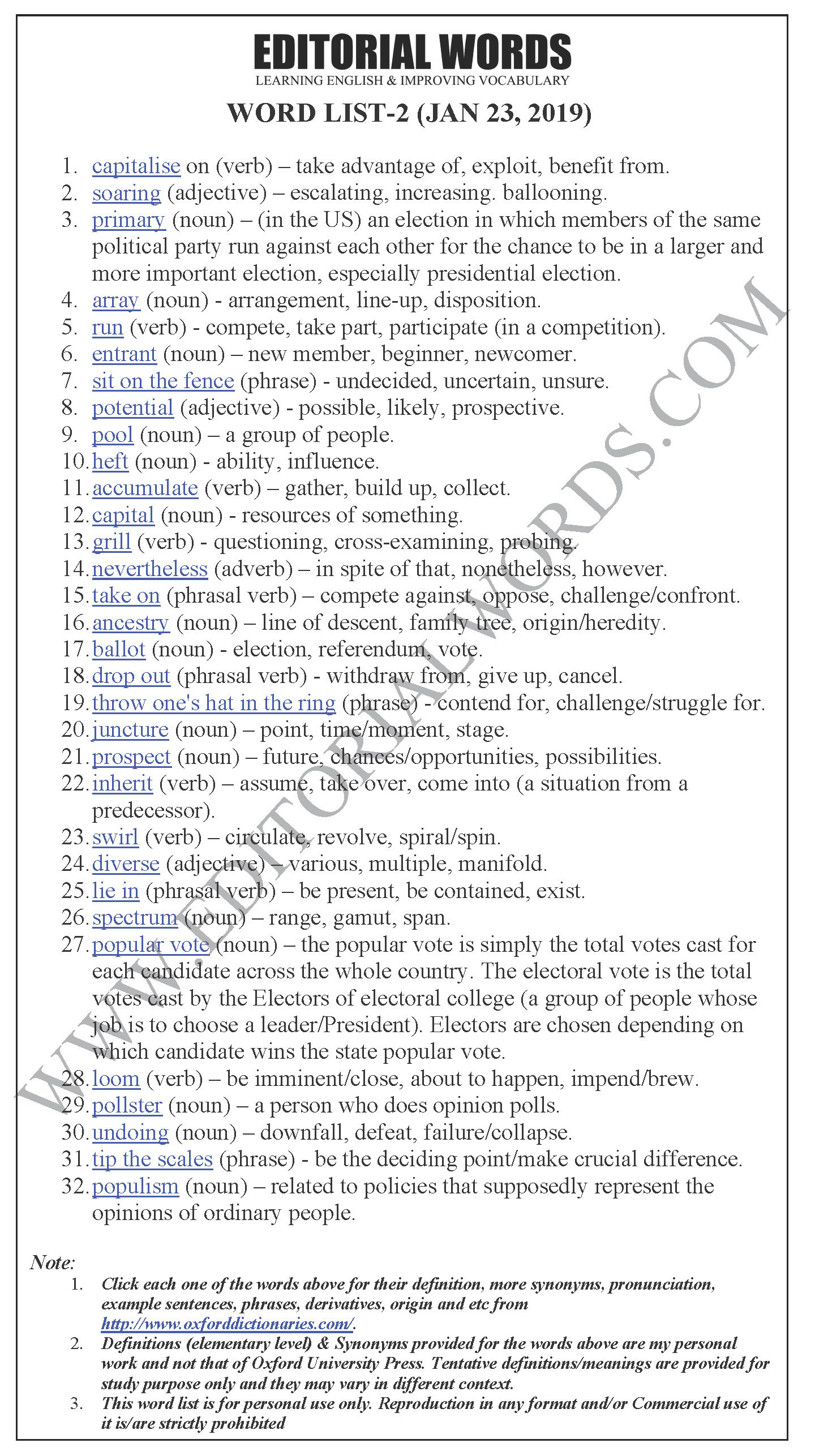 The Hindu Editorial (A wide Democratic field) - Jan 23, 2019