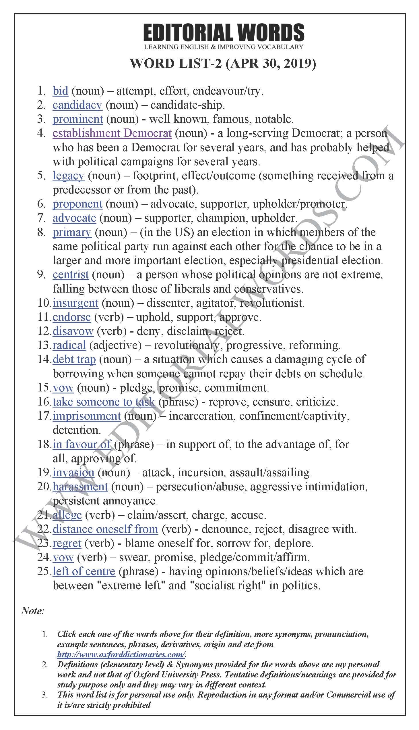 The Hindu Editorial (Joe Biden’s bid) - Apr 30, 2019