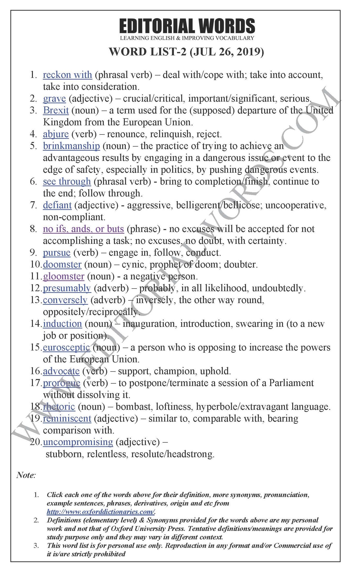 The Hindu Editorial (Boris Johnson must reckon with grave consequences of Brexit) - Jul 26, 2019