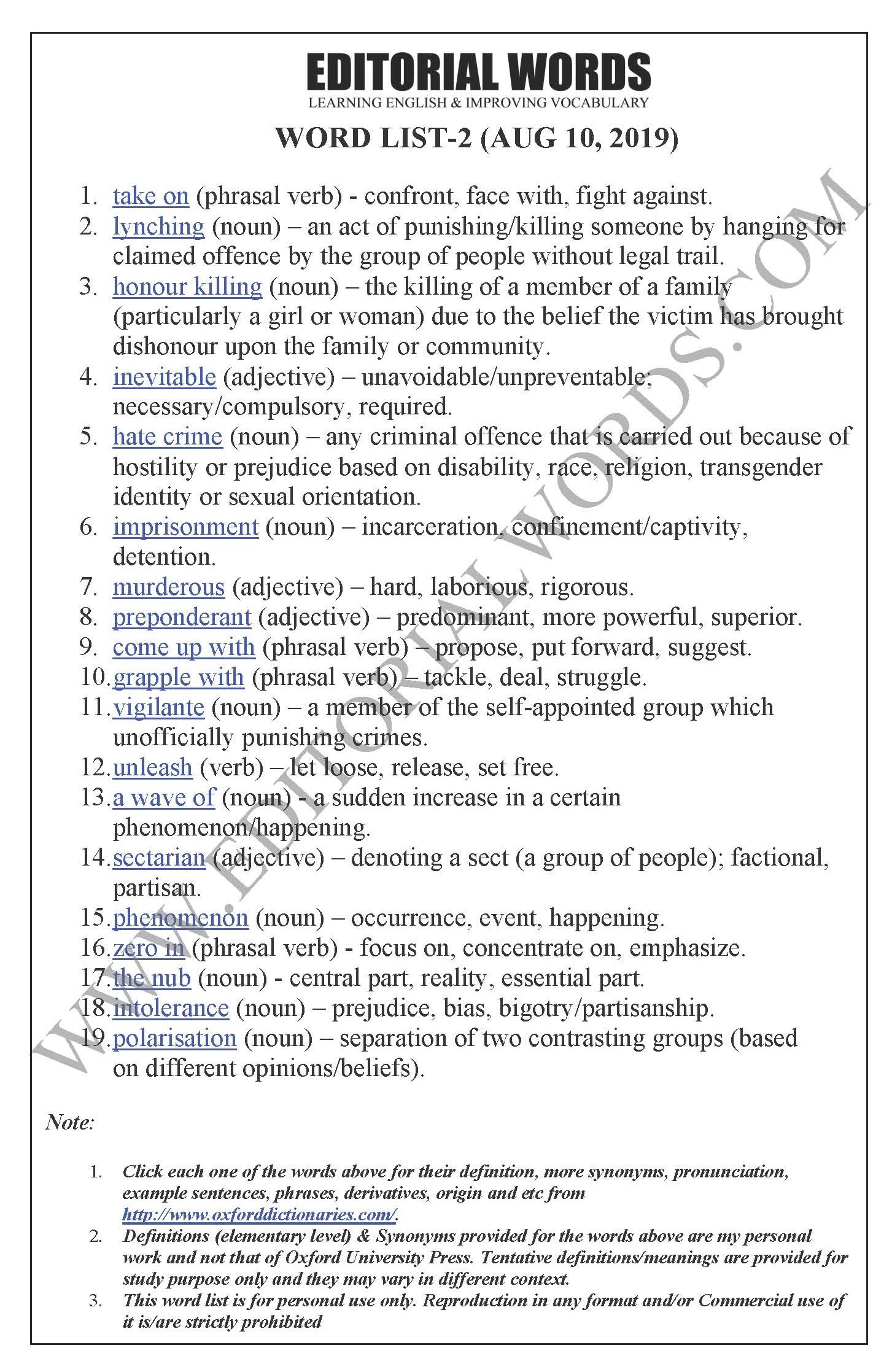 The Hindu Editorial (Taking on the mob) - Aug 10, 2019