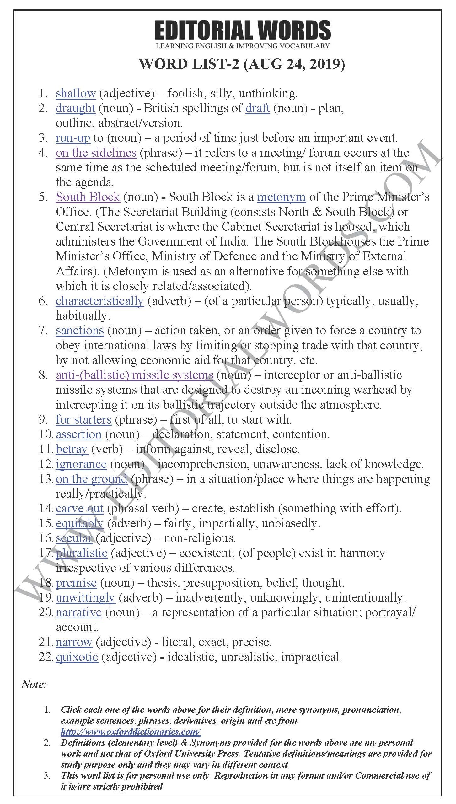 The Hindu Editorial (Shallow draughts) - Aug 24, 2019