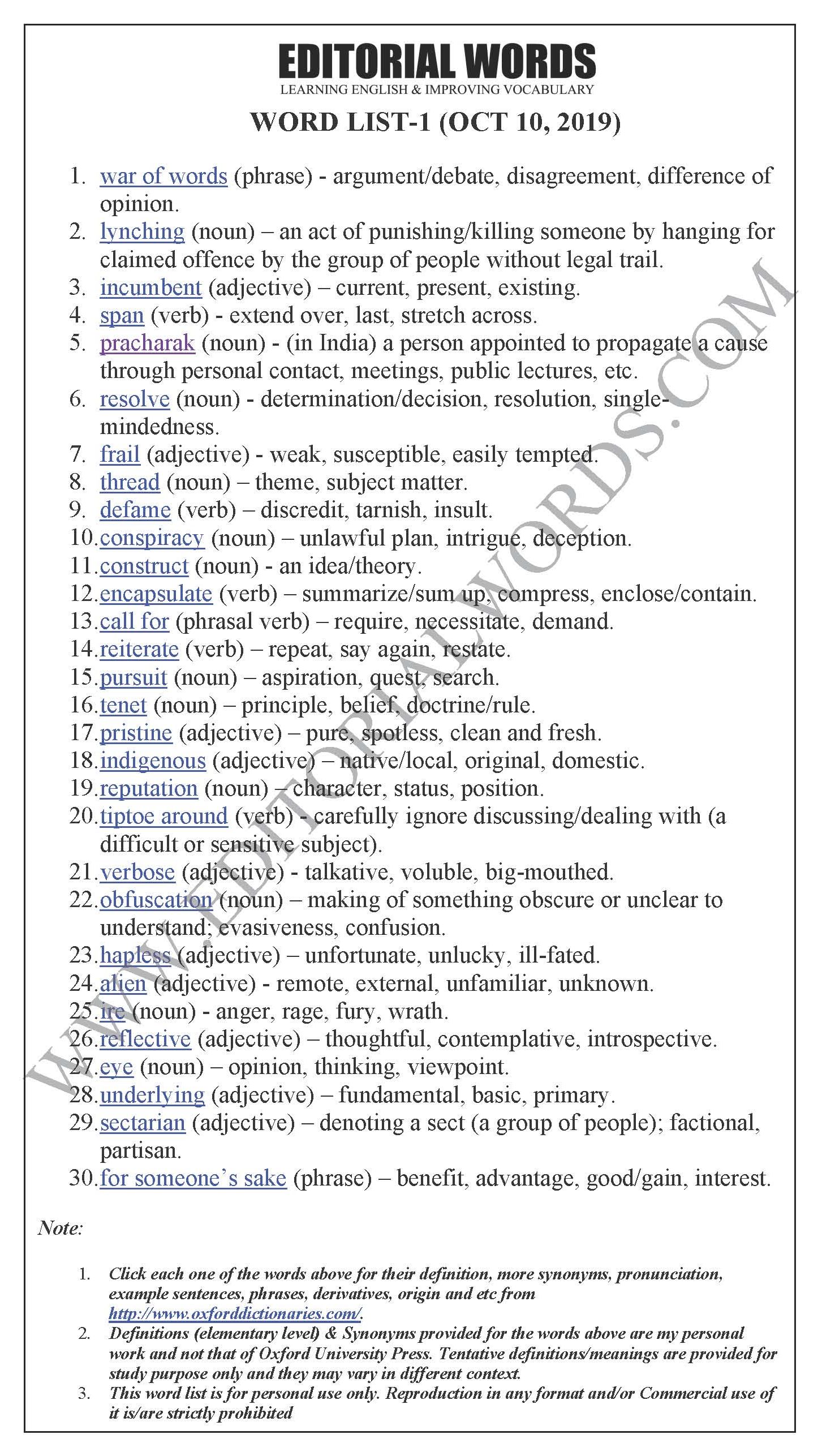 The Hindu Editorial (War on words) - Oct 10, 2019
