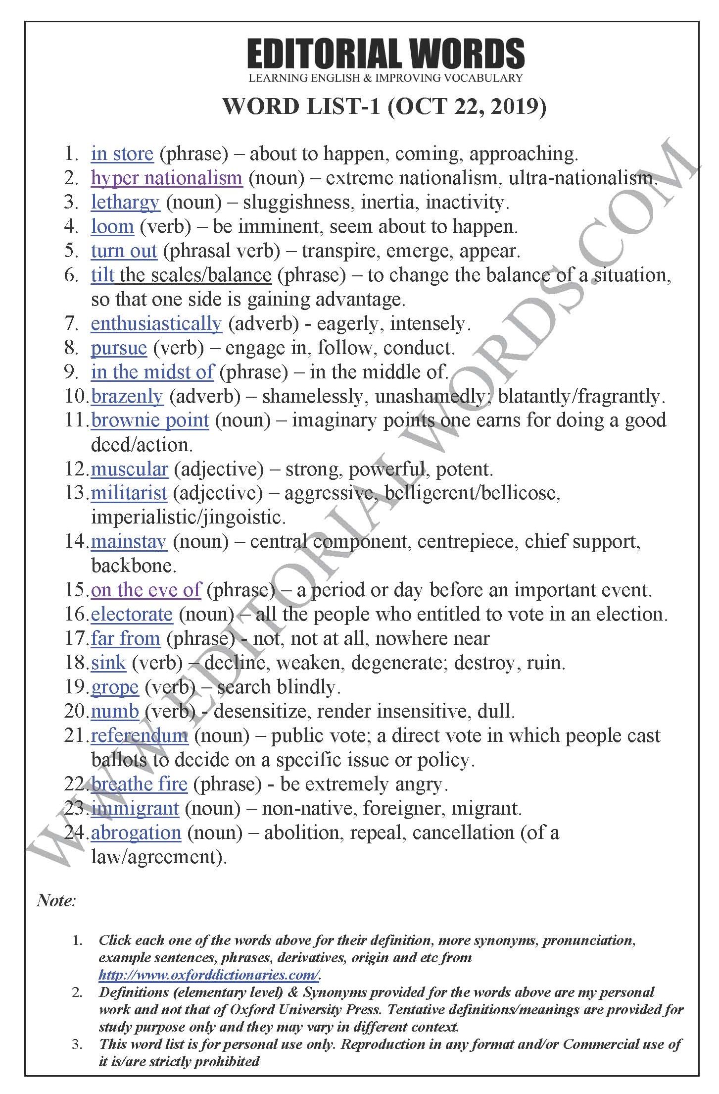 The Hindu Editorial (No surprise in store) - Oct 22, 2019