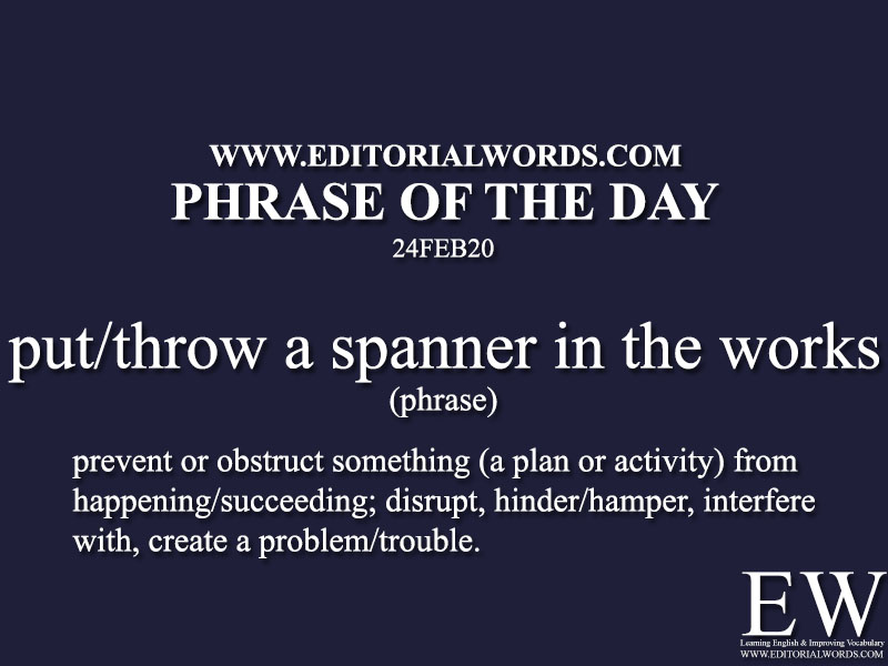 Phrase of the Day (put/throw a spanner in the works)-24FEB20