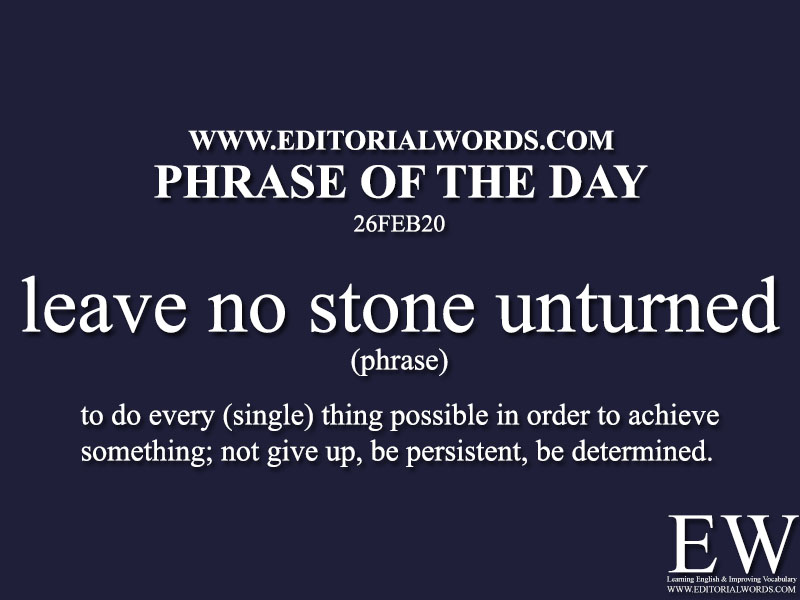 Phrase of the Day (leave no stone unturned)-26FEB20