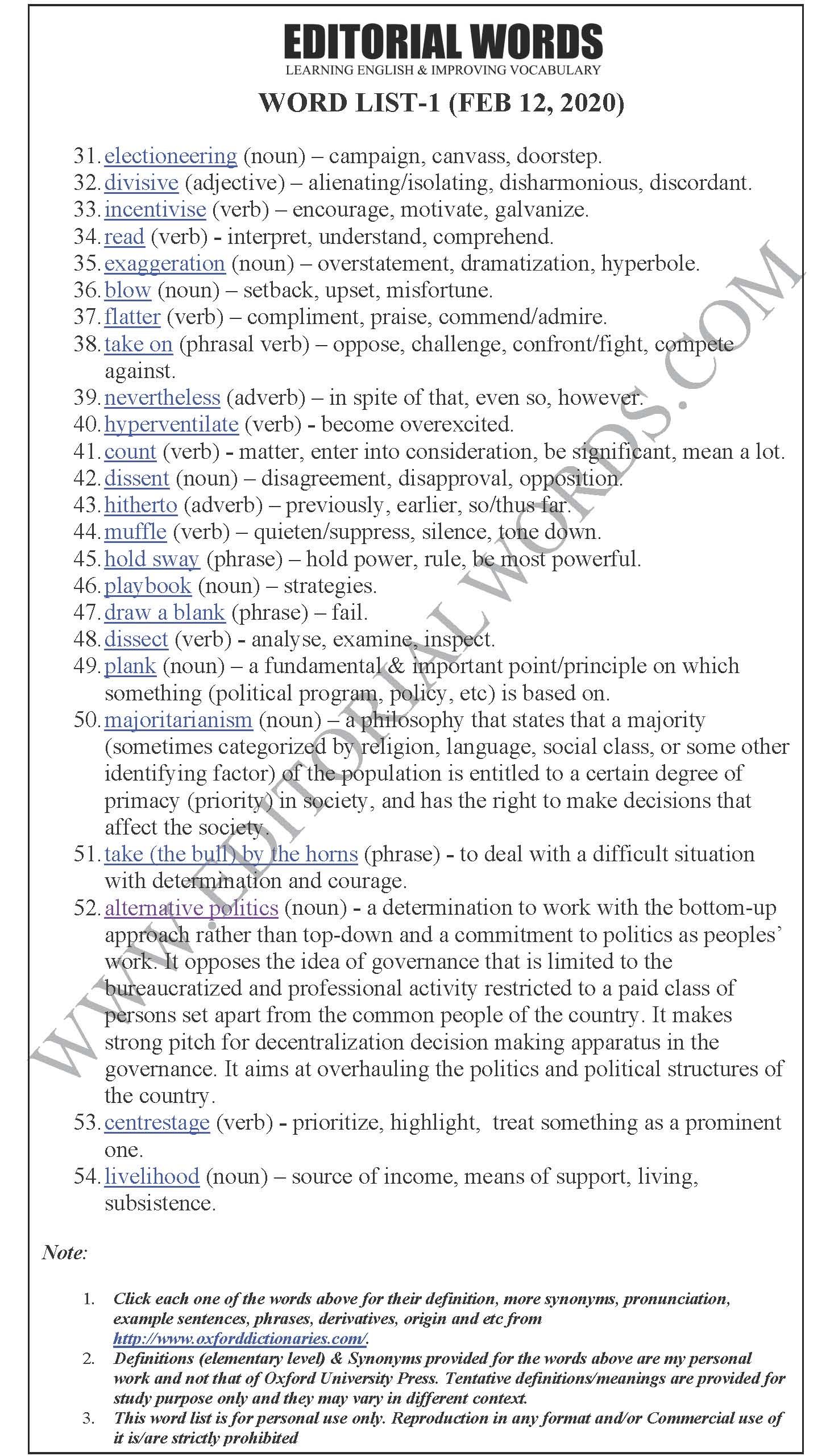 The Hindu Editorial (Winning formula) - Feb 12, 2020