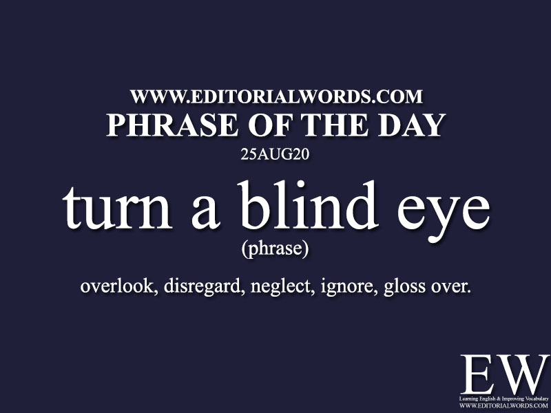 Phrase of the Day (turn a blind eye)-25AUG20