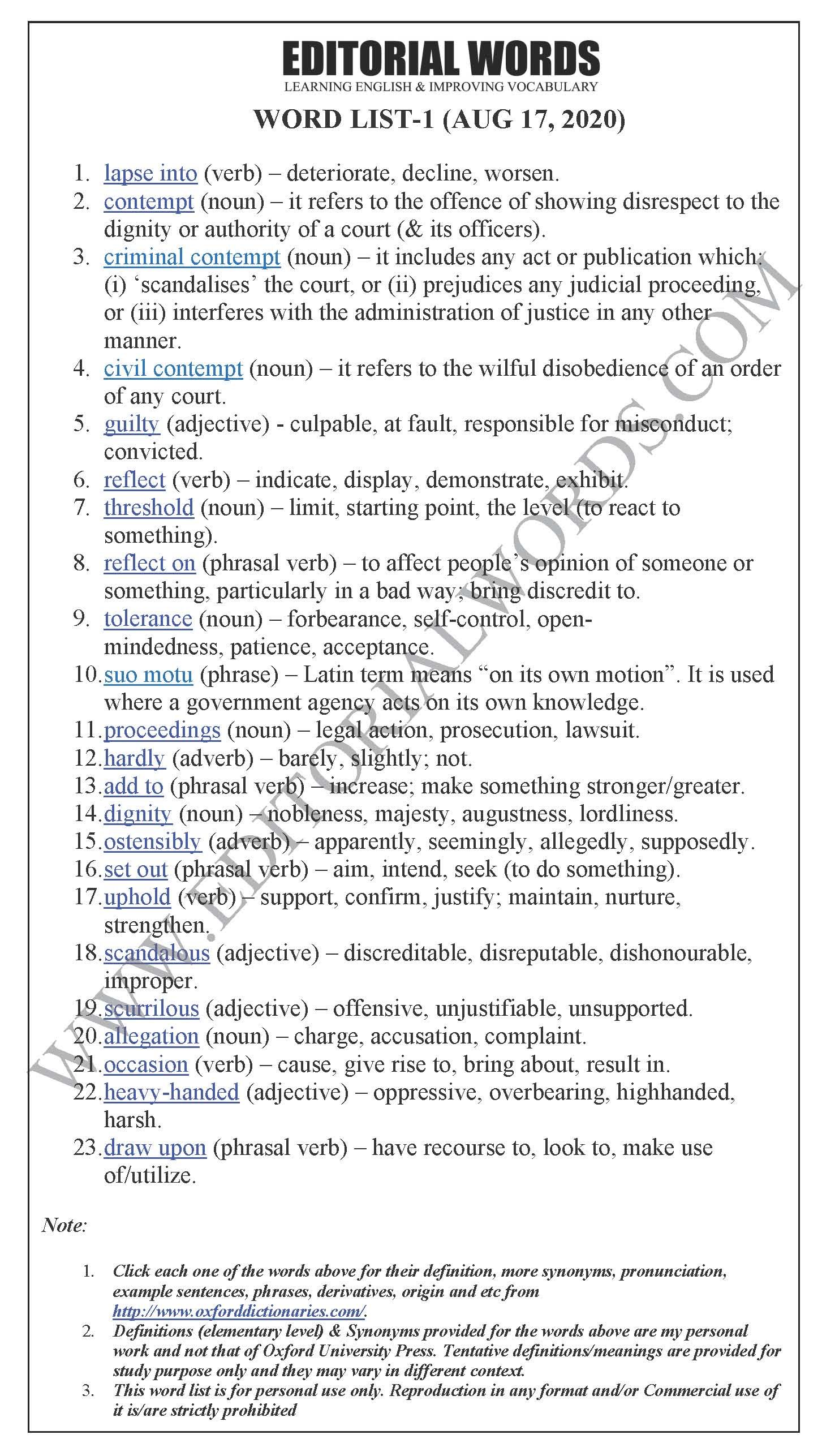 The Hindu Editorial (Lapsing into contempt) - Aug 17, 2020
