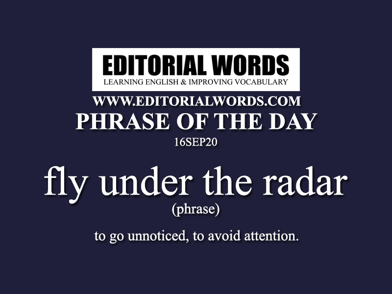 Phrase of the Day (fly under the radar)-16SEP20