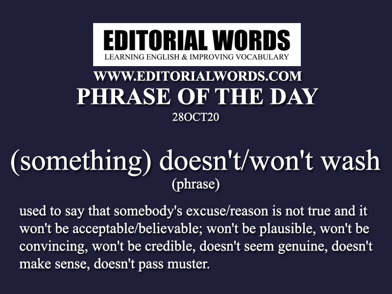 Phrase of the Day (something doesn't/won't wash)-28OCT20