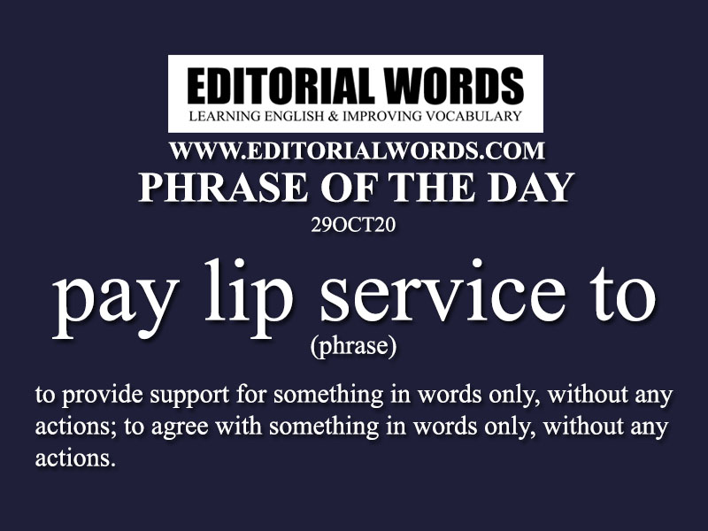 Phrase of the Day (pay lip service to)-29OCT20