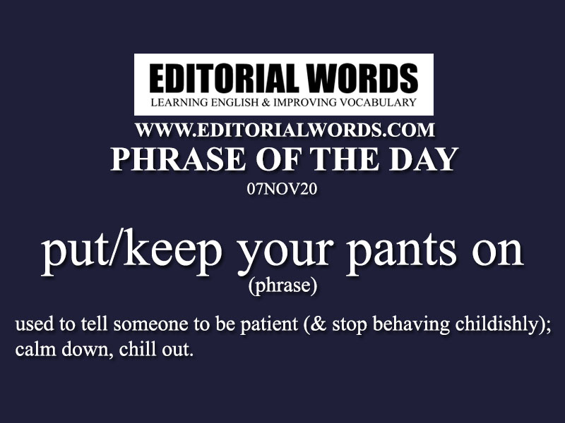 Phrase of the Day (put/keep your pants on)-07NOV20