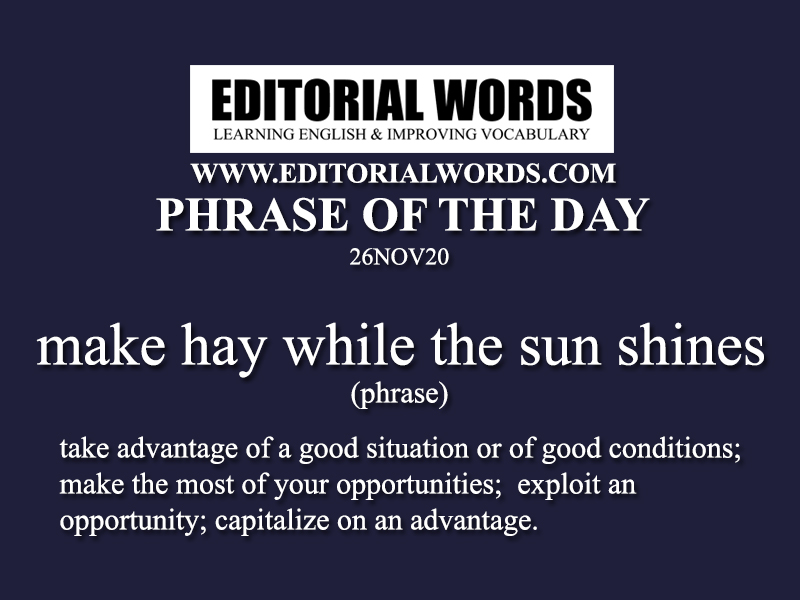 Phrase of the Day (make hay while the sun shines)-26NOV20