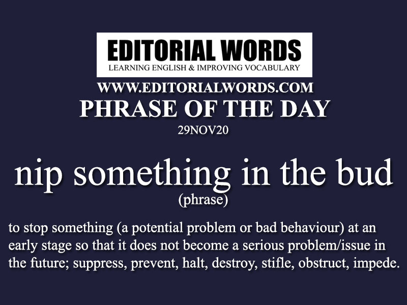 Phrase of the Day (nip something in the bud)-29NOV20