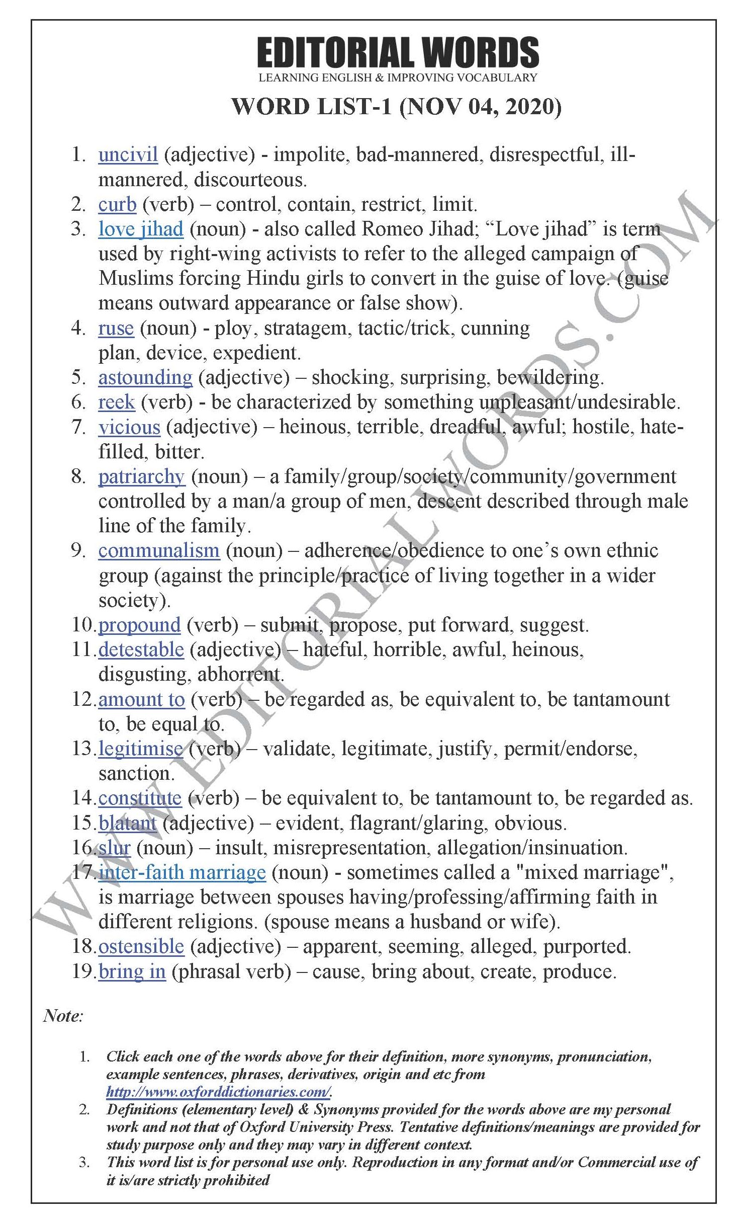 The Hindu Editorial (Uncivil proposal) - Nov 04, 2020