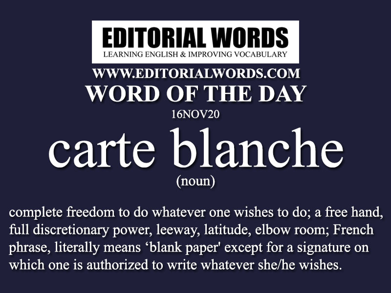 Word of the Day (carte blanche)-16NOV20 - Editorial Words