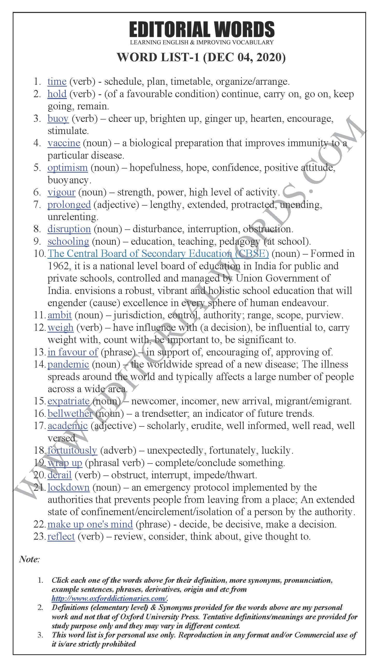 The Hindu Editorial (Timing it right) – Dec 04, 2020