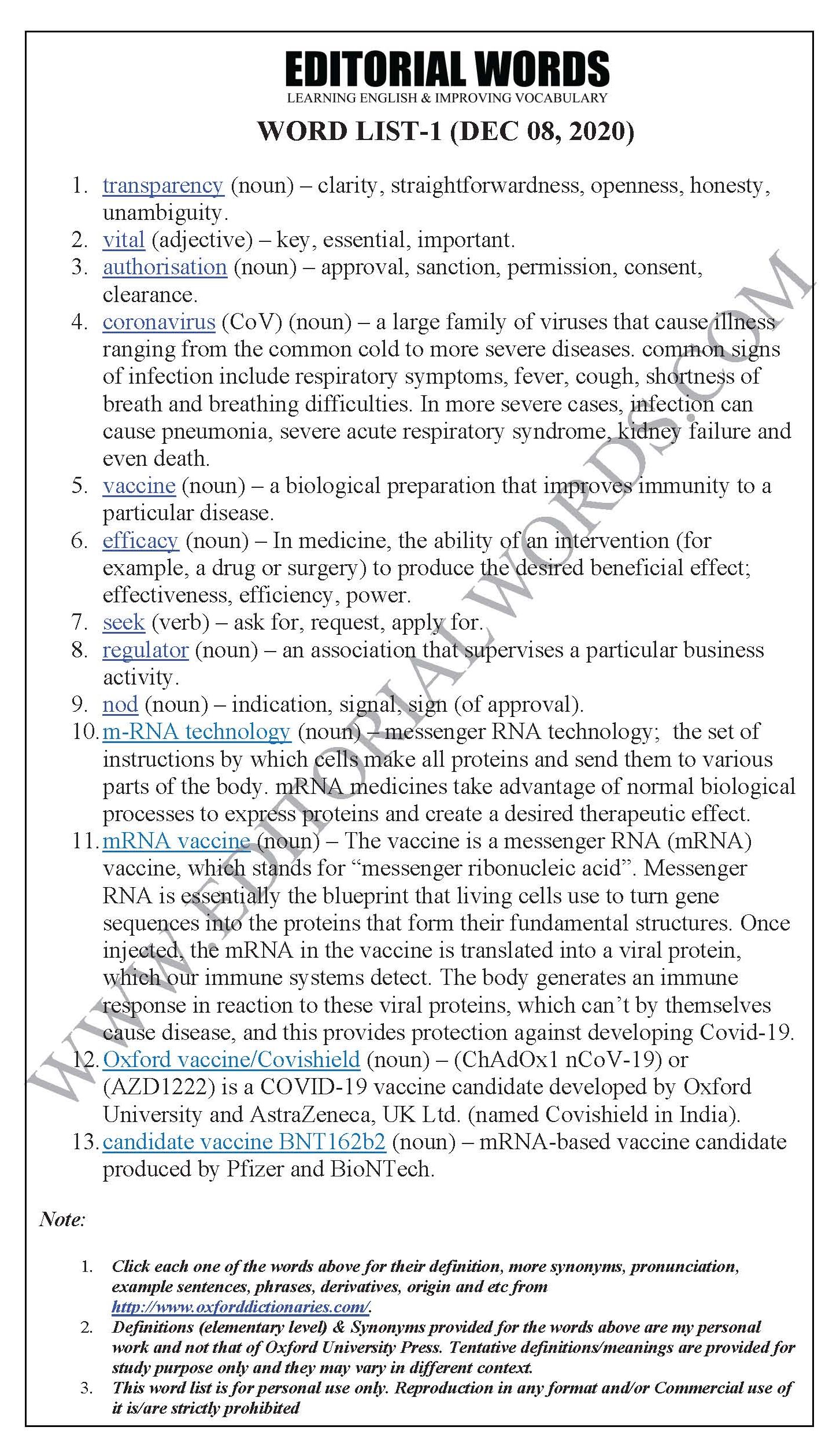 The Hindu Editorial (Transparency is vital) – Dec 08, 2020