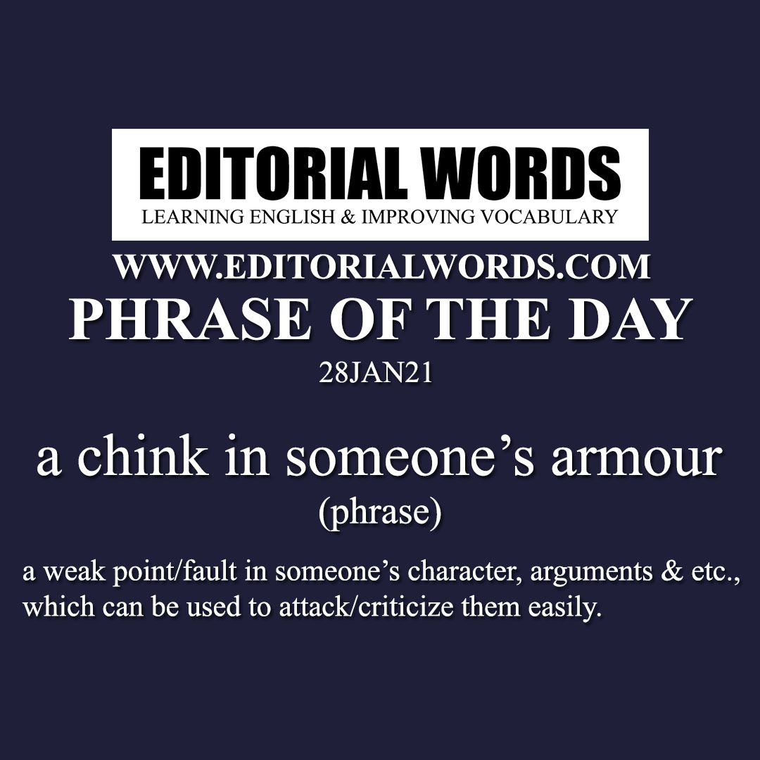 Phrase of the Day (a chink in someone’s armour)-28JAN21