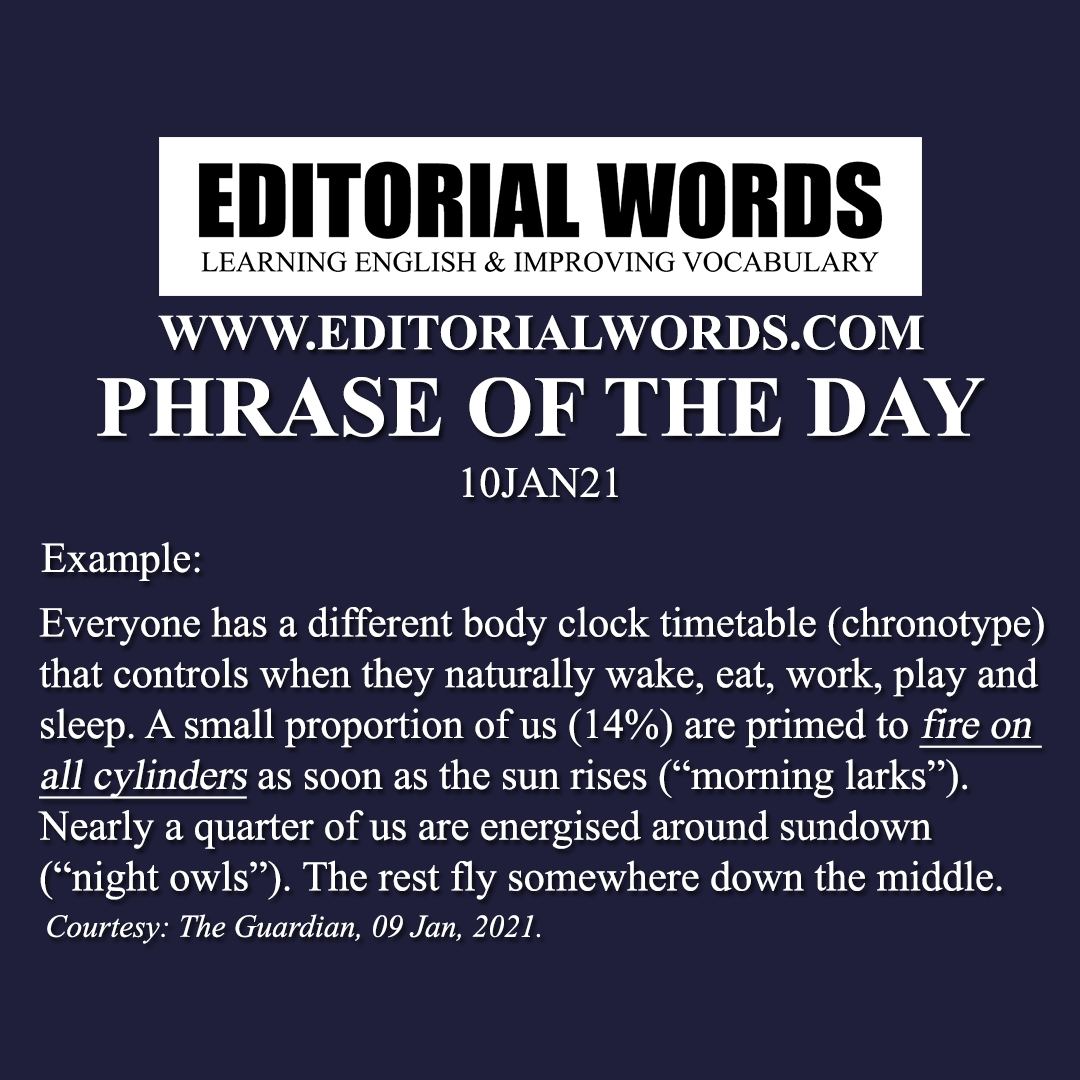 Phrase of the Day (fire on all cylinders)-10JAN21