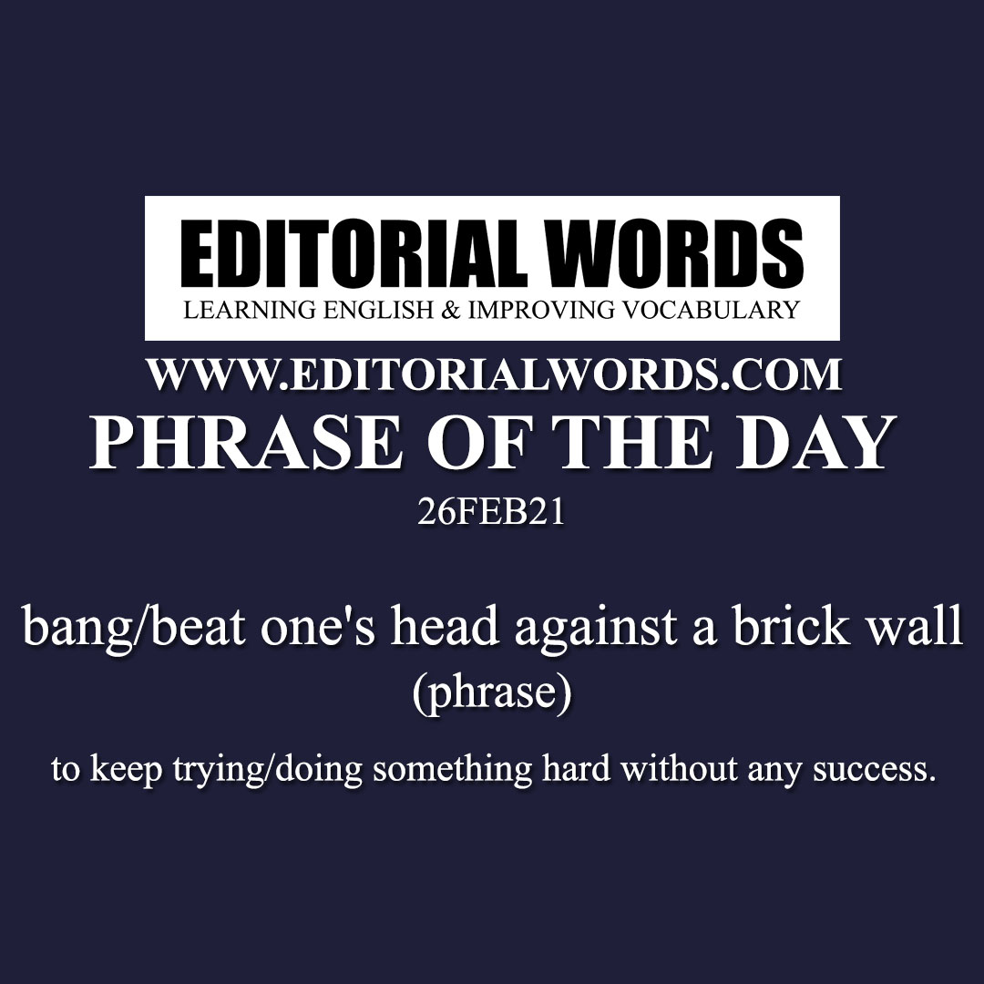 Phrase of the Day (bang/beat one's head against a brick wall)-26FEB21