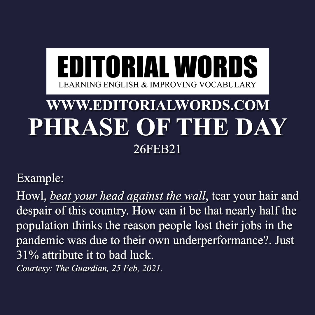 Phrase of the Day (bang/beat one's head against a brick wall)-26FEB21