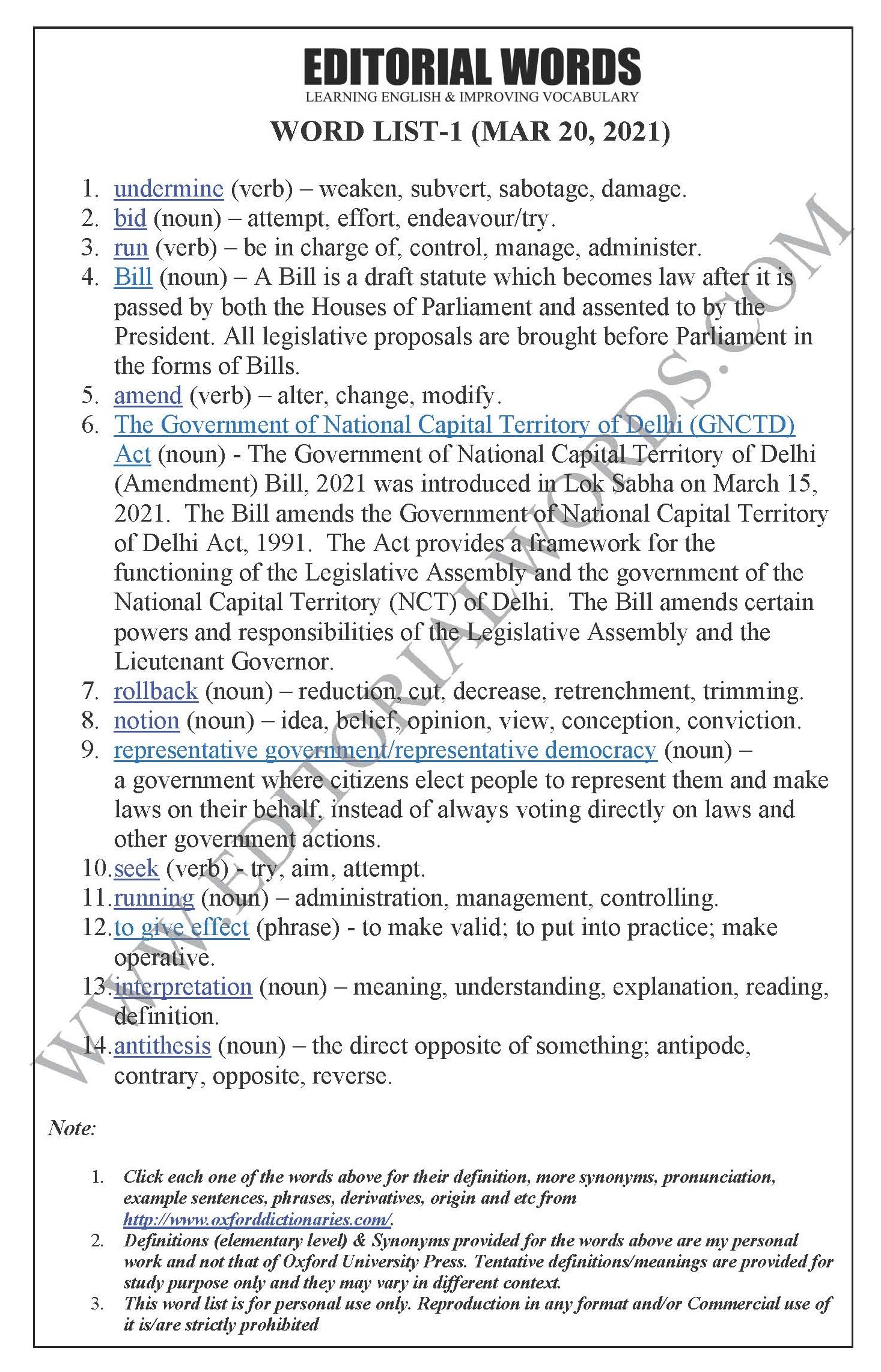 The Hindu Editorial (Delhi undermined) – Mar 20, 2021