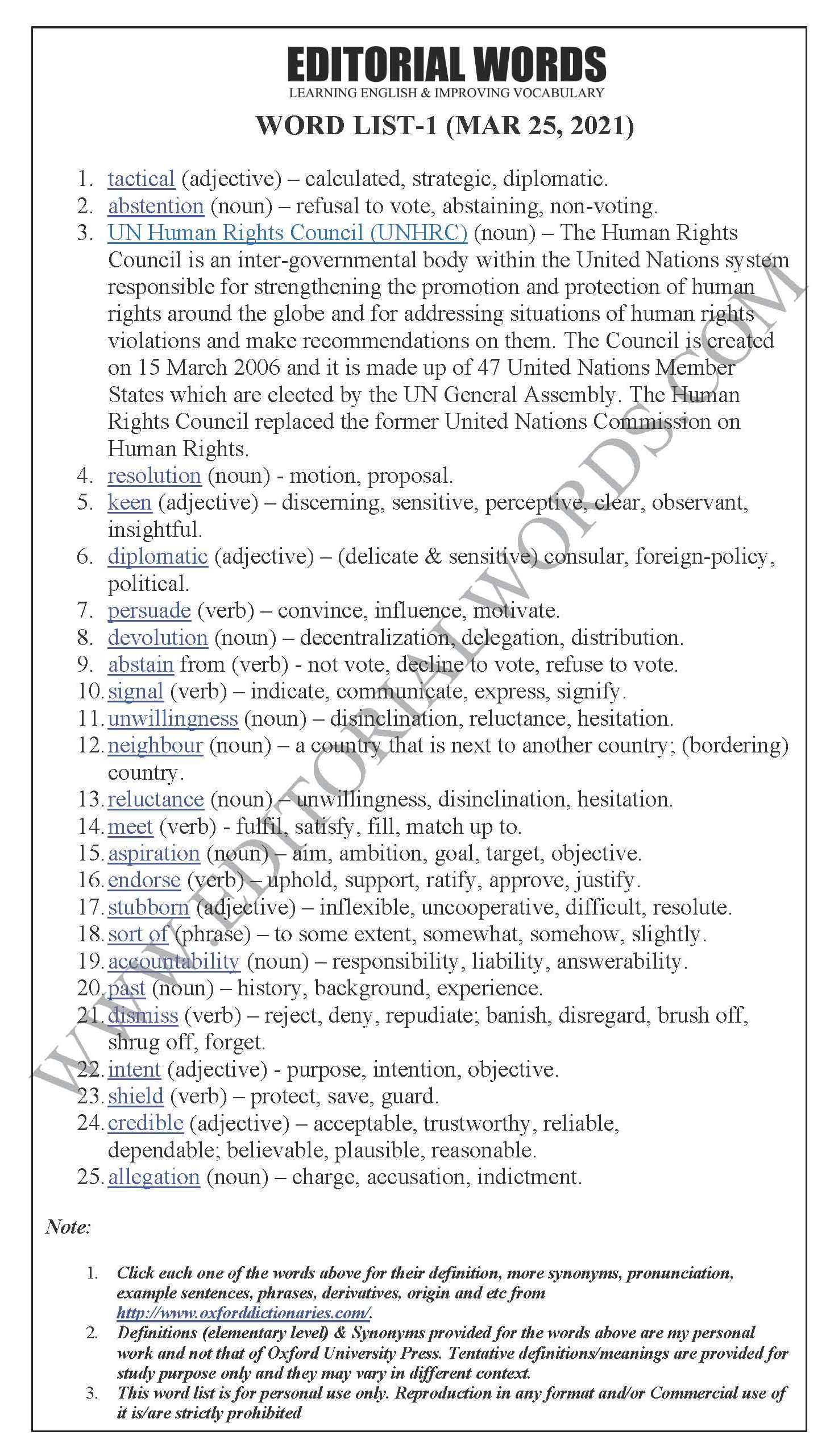 The Hindu Editorial (Tactical abstention) – Mar 25, 2021