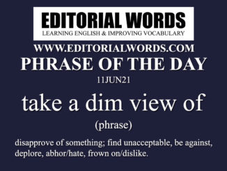 Phrase of the Day (take a dim view of)-11JUN21