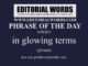 Phrase of the Day (in glowing terms)-02FEB23