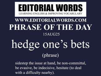 Phrase of the Day (hedge one’s bets)-15AUG25