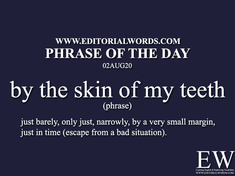 Phrase of the Day (by the skin of my teeth)-02AUG20