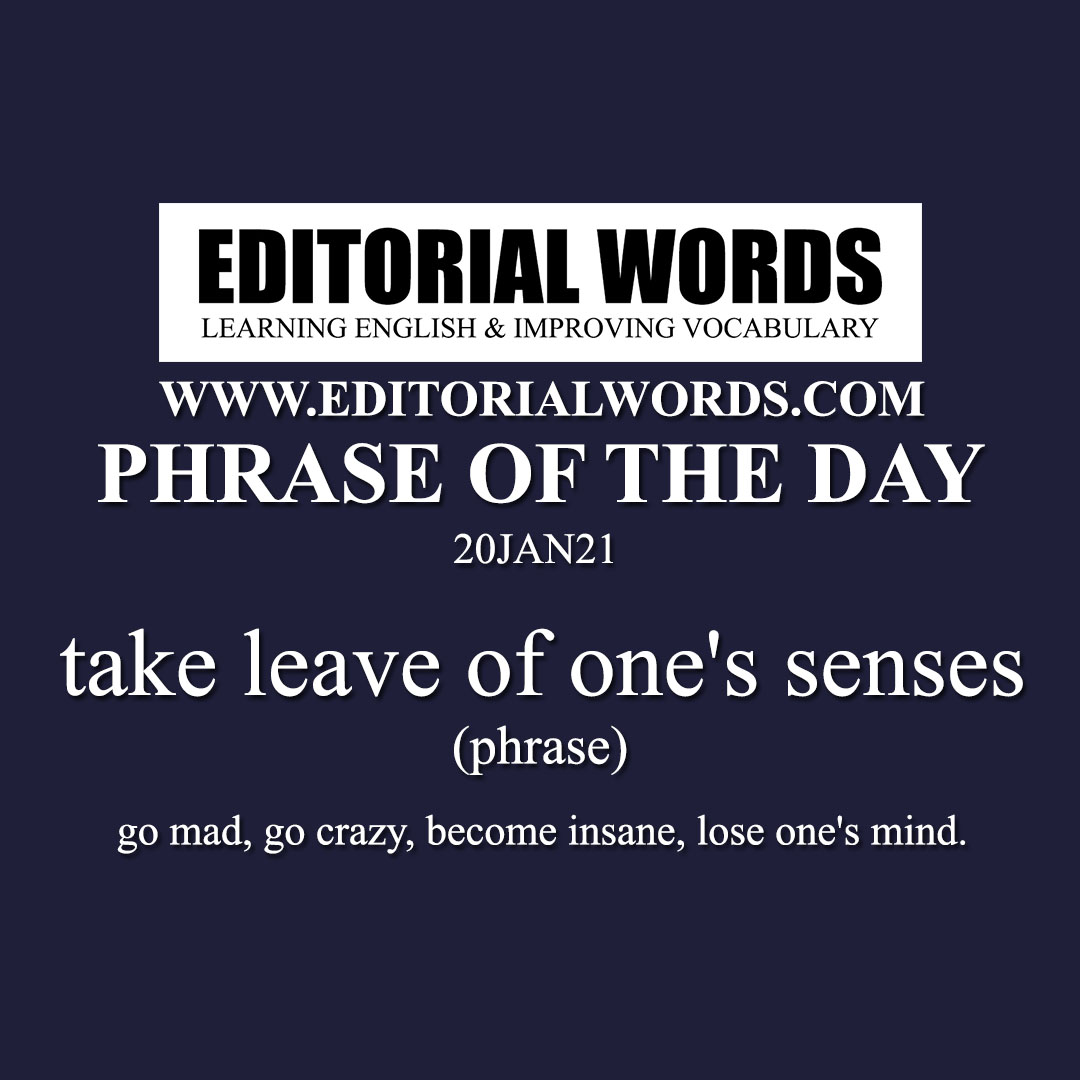 Phrase of the Day (take leave of one's senses)-20JAN21