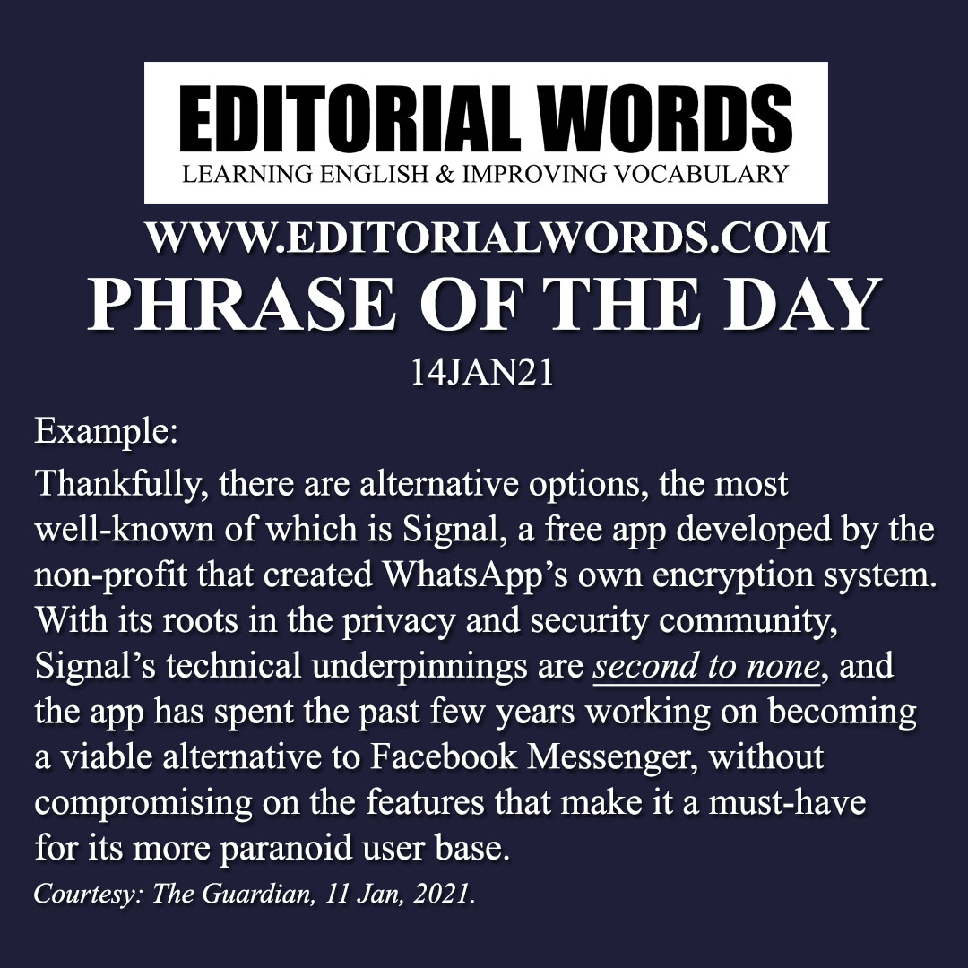 Phrase of the Day (second to none)-14JAN21
