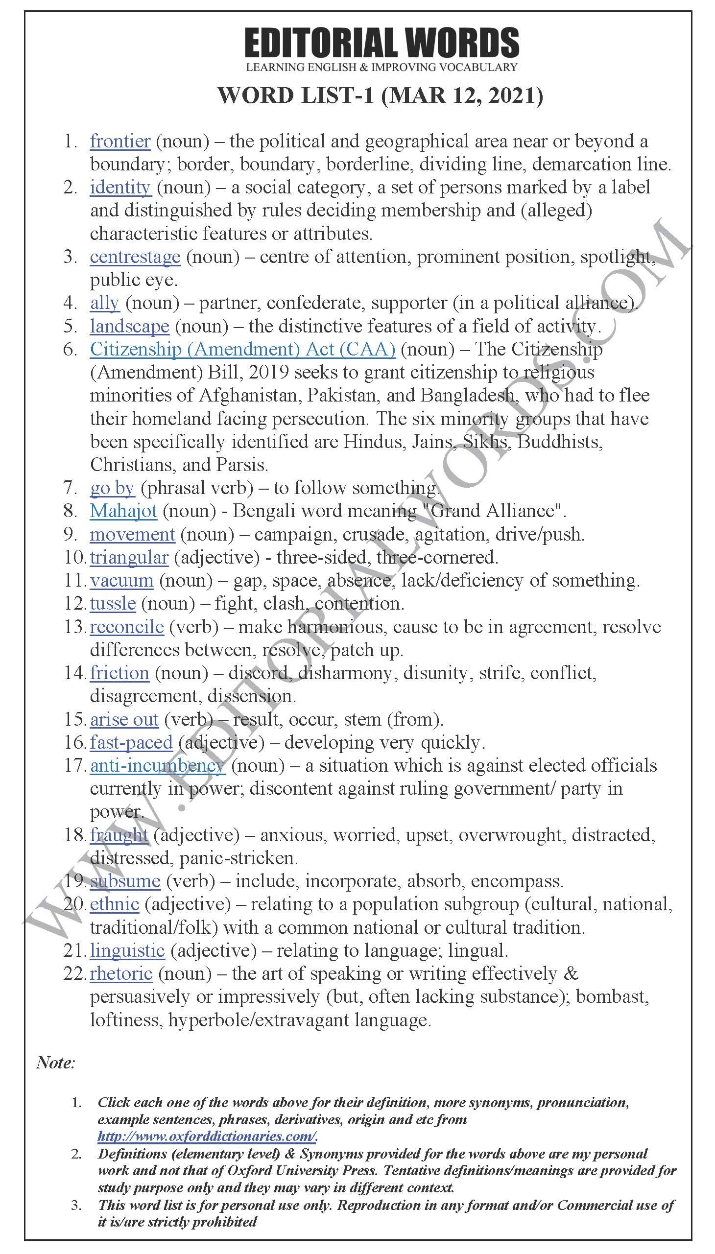 The Hindu Editorial (Frontier politics) – Mar 12, 2021