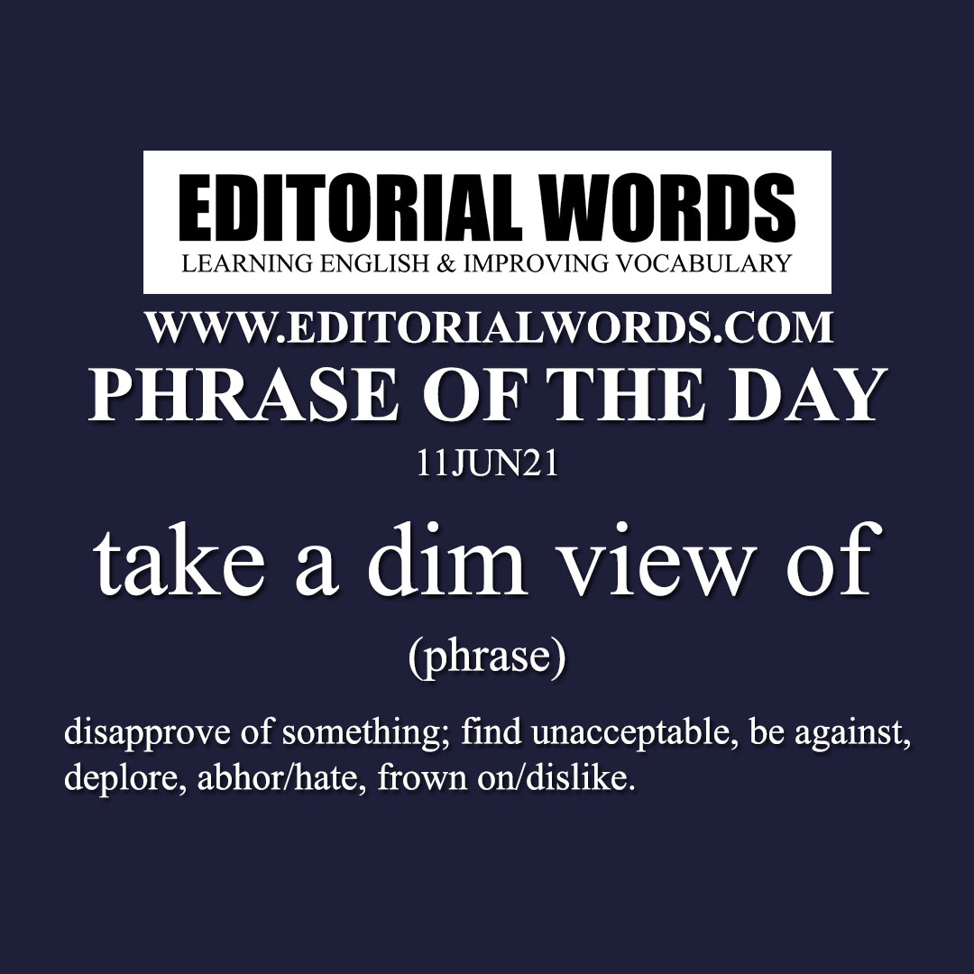 Phrase of the Day (take a dim view of)-11JUN21