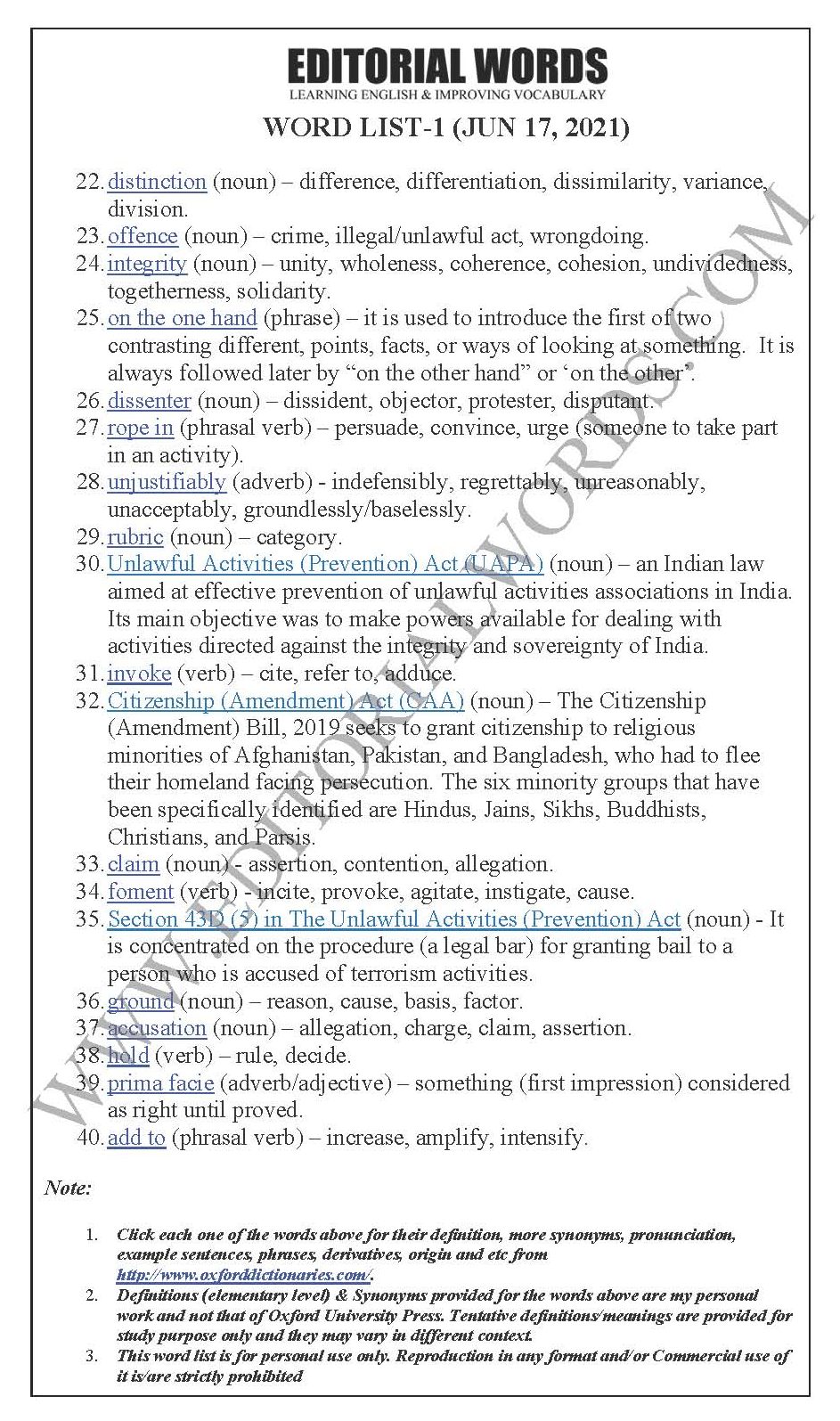 The Hindu Editorial (Terrorising dissent) – Jun 17, 2021