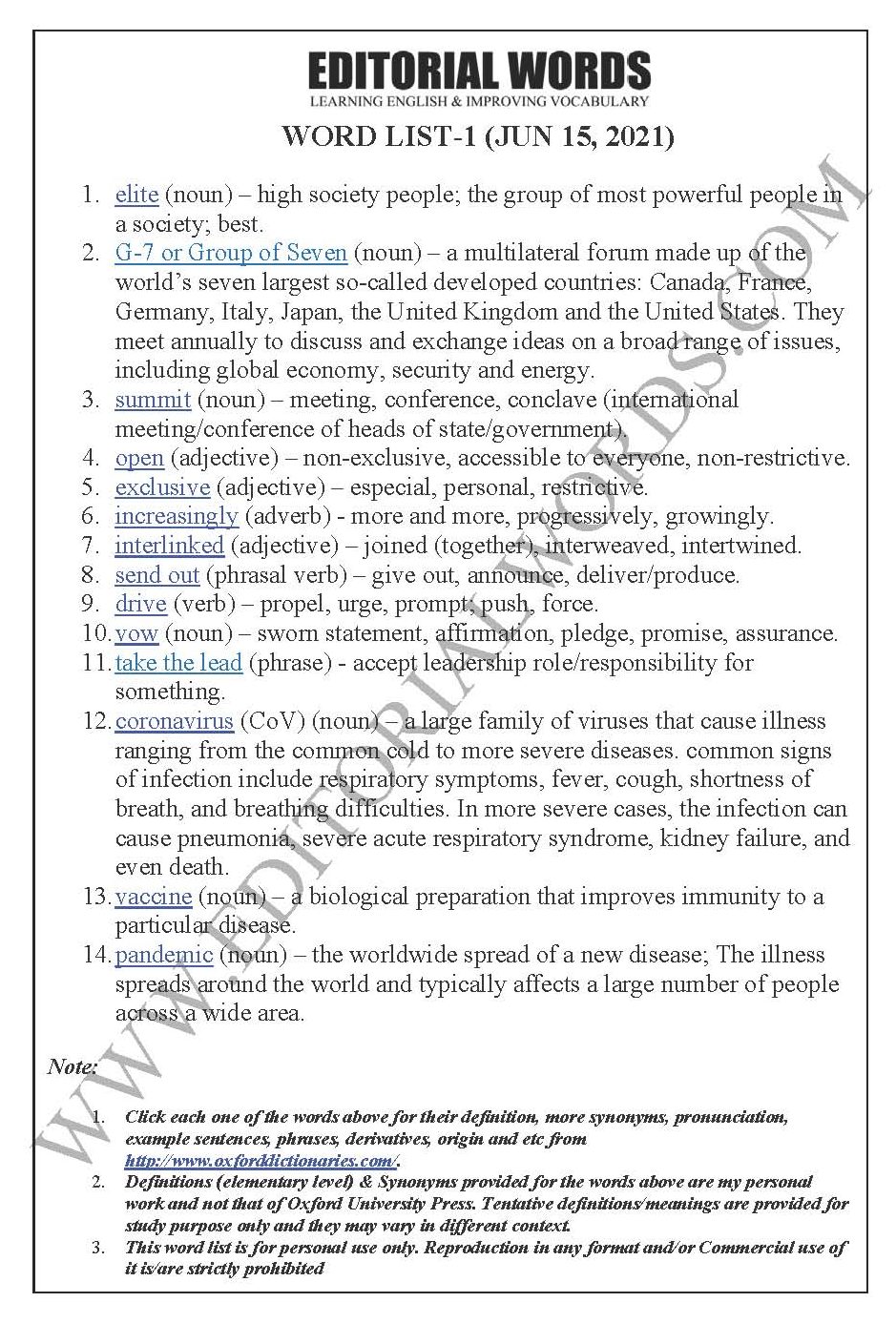 The Hindu Editorial (An elite club) – Jun 15, 2021