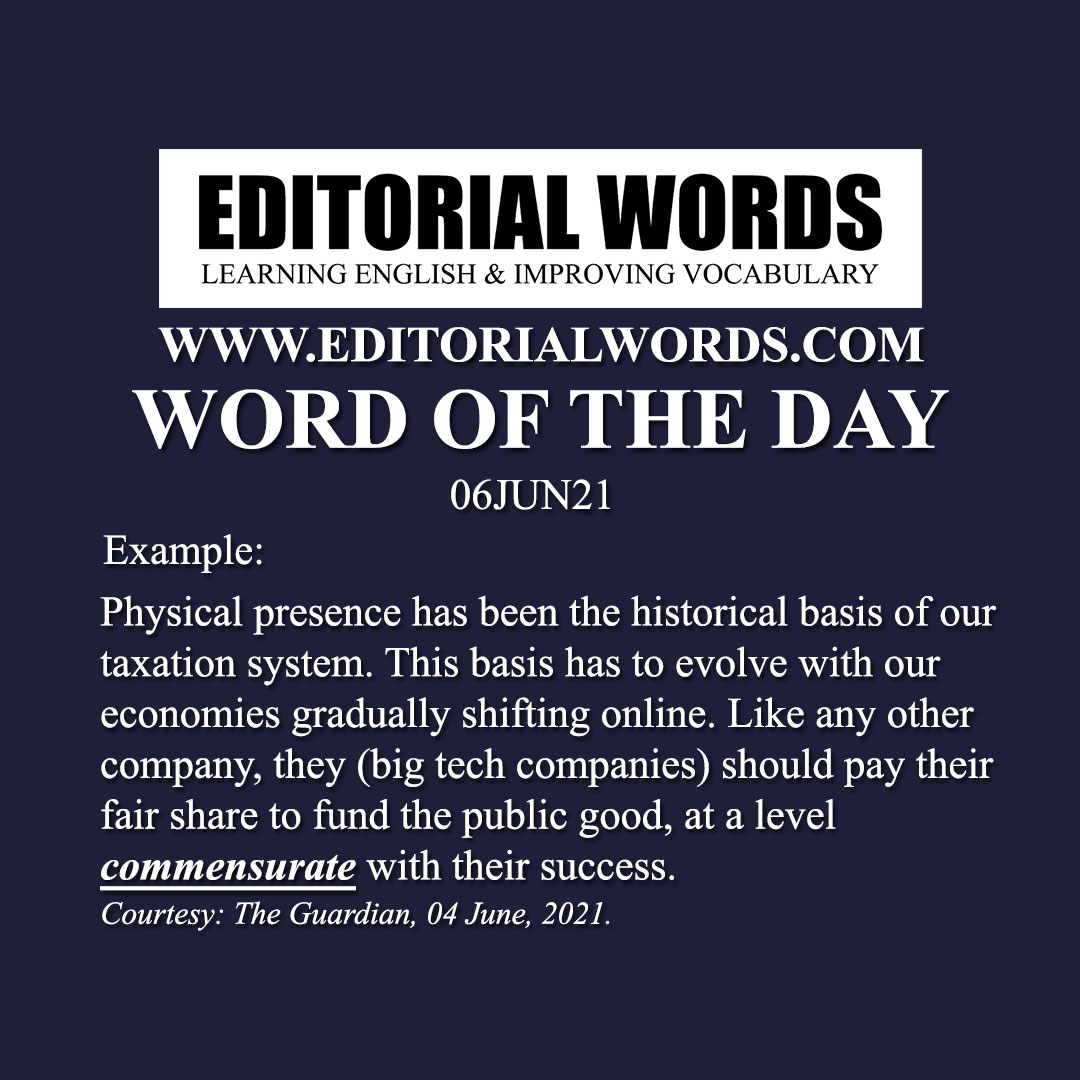 Word of the Day (commensurate)-06JUN21