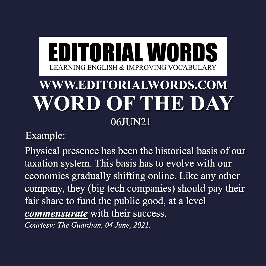 Word of the Day (commensurate)-06JUN21 Word of the Day (commensurate)-06JUN21