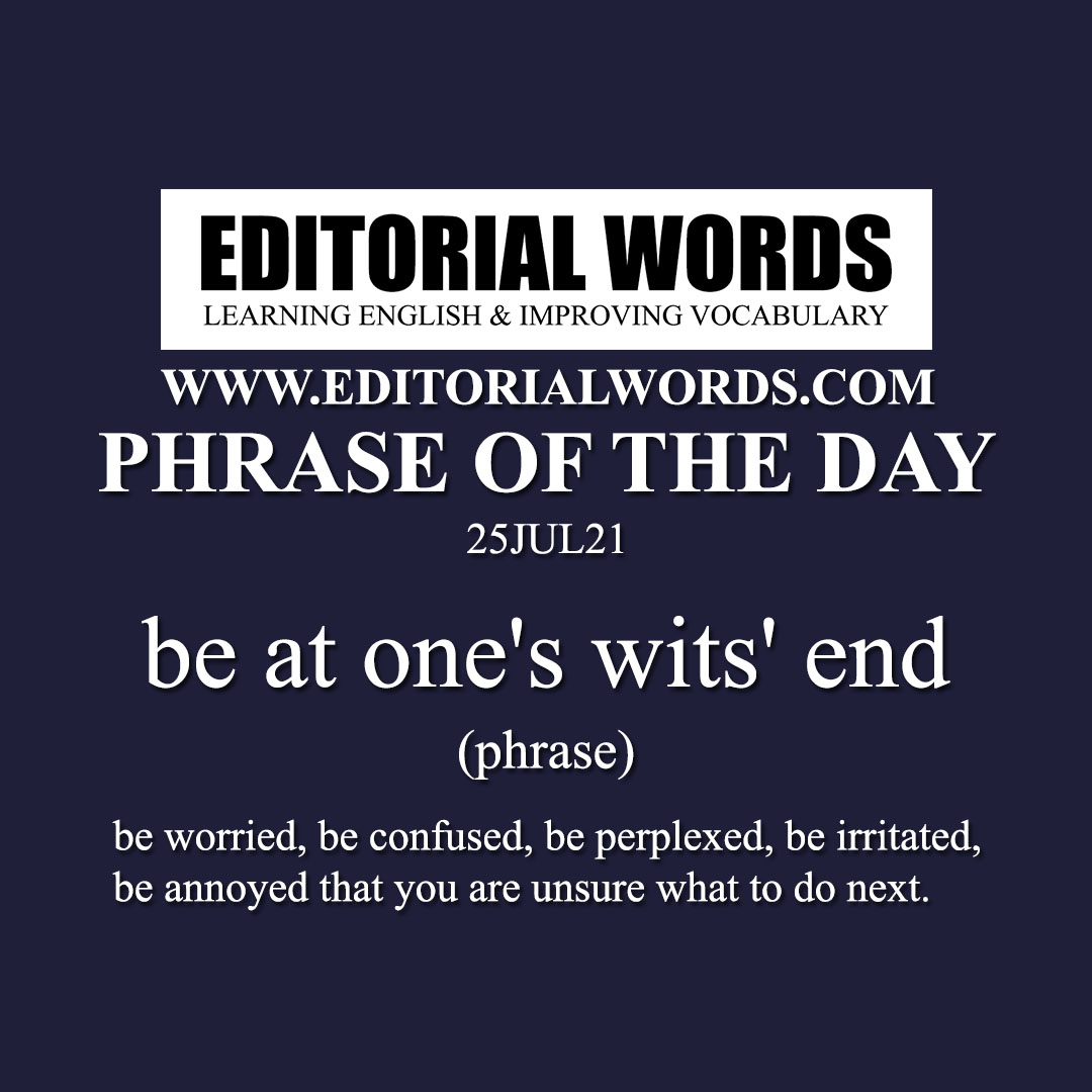 Phrase of the Day (be at one's wits' end)-25JUL21