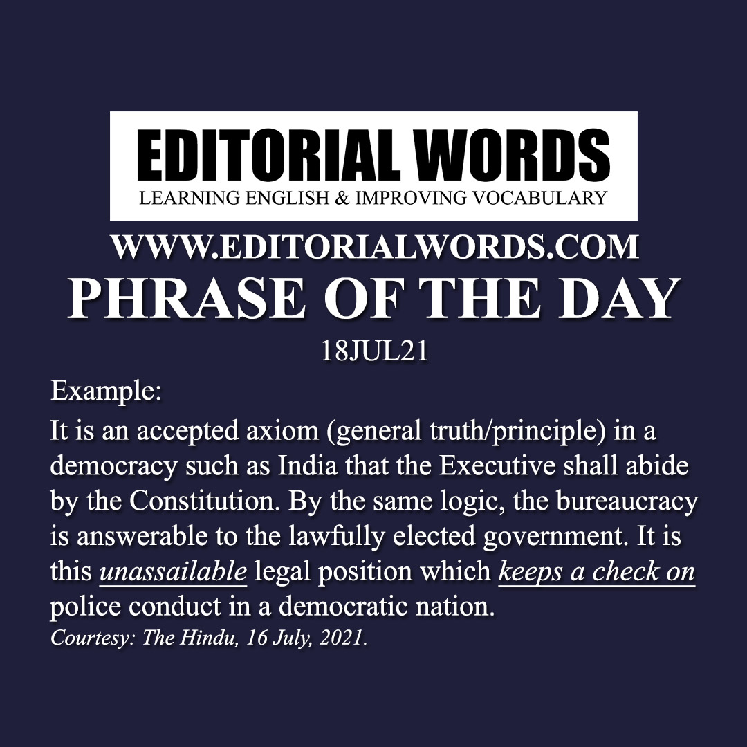 Phrase of the Day (keep a check on)-18JUL21 Phrase of the Day (keep a check on)-18JUL21