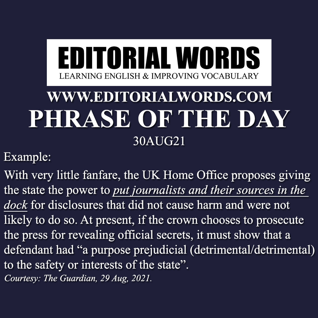 Phrase of the Day (put (someone) in the dock)-30AUG21