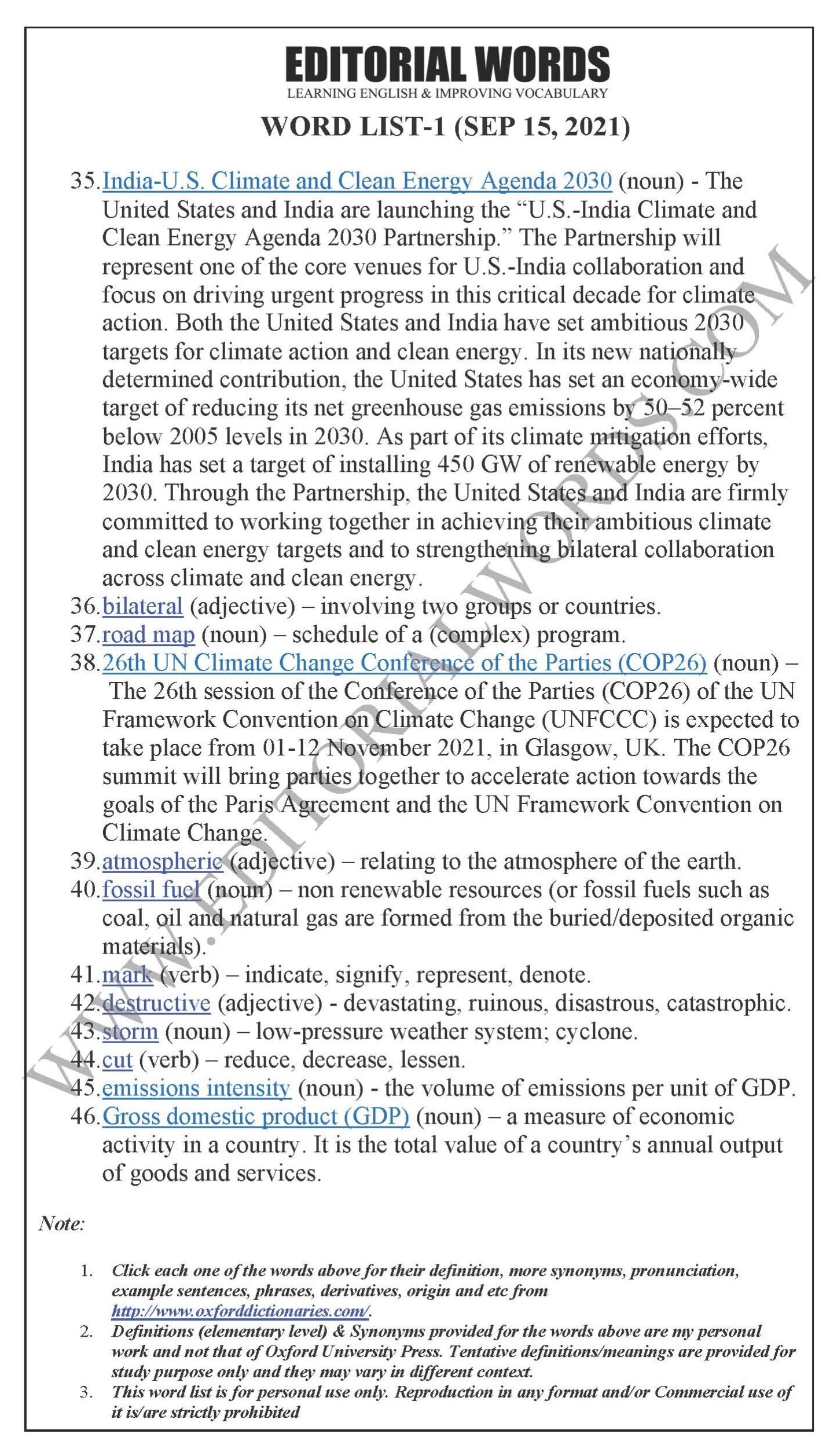 The Hindu Editorial (Positive climate) – Sep 15, 2021