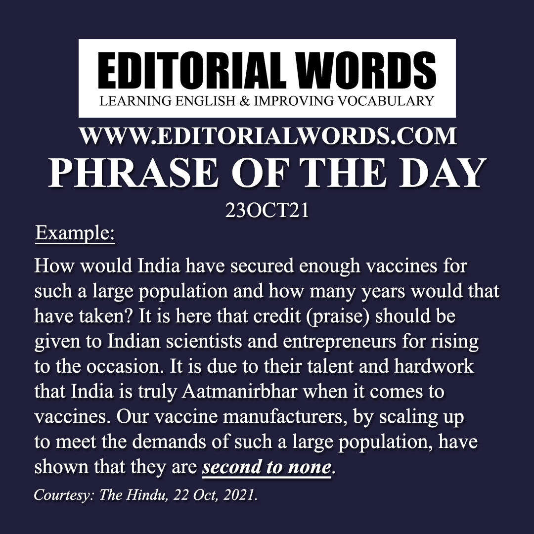 Phrase of the Day (second to none)-23OCT21