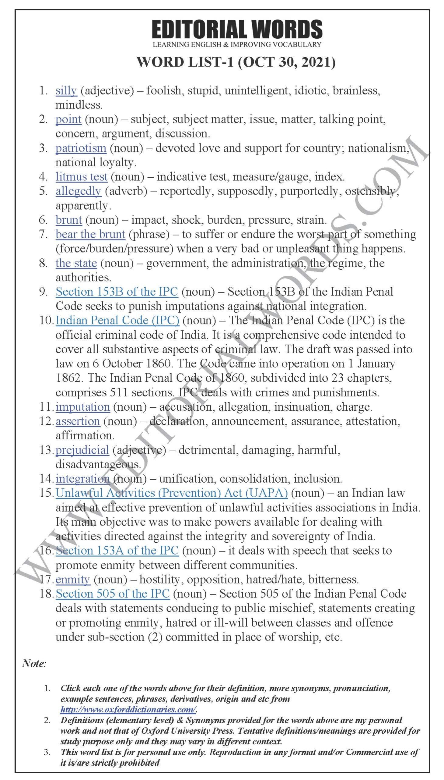 The Hindu Editorial (Silly point) – Oct 30, 2021