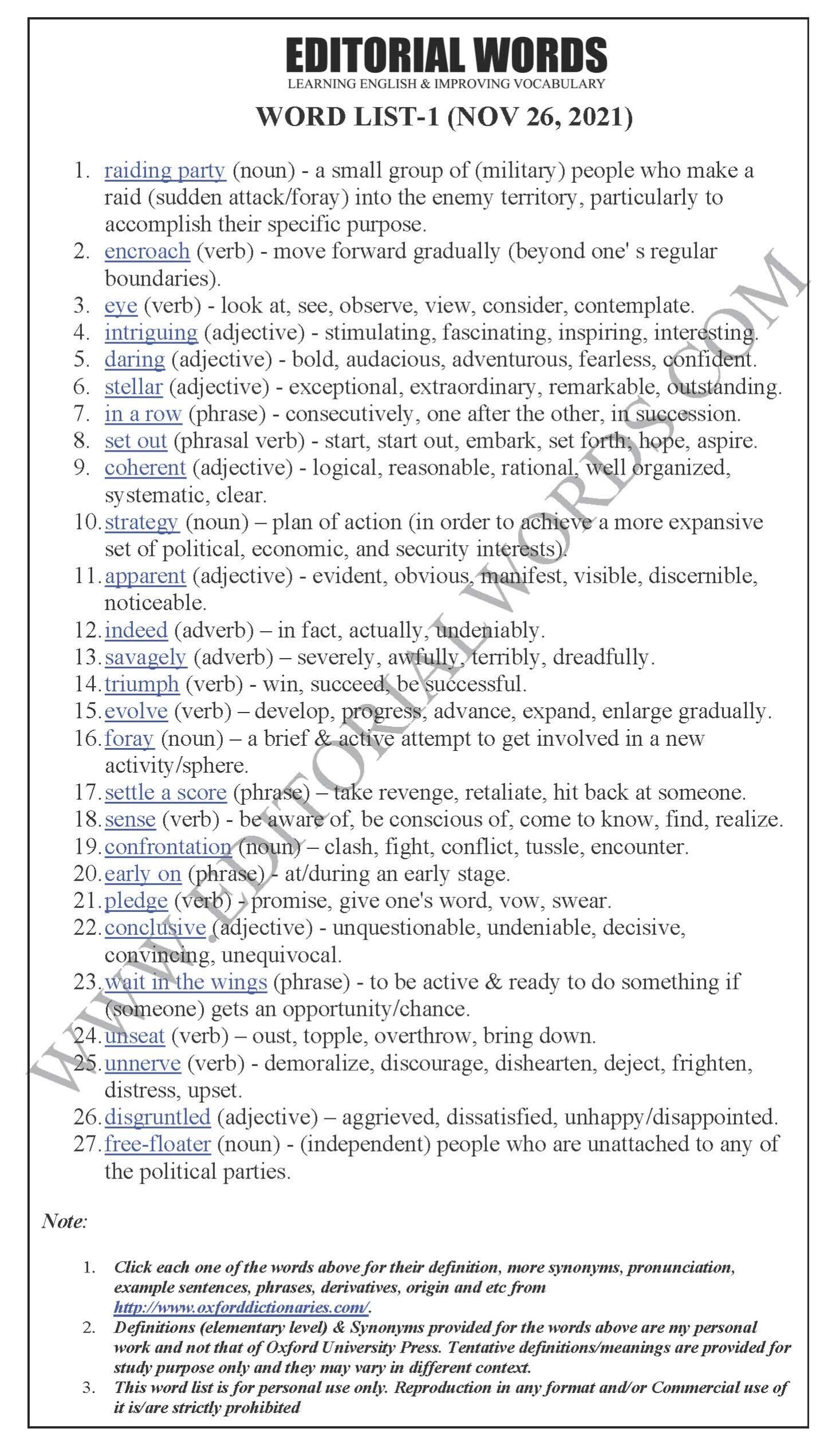 The Hindu Editorial (Raiding party) – Nov 26, 2021 - Editorial Words