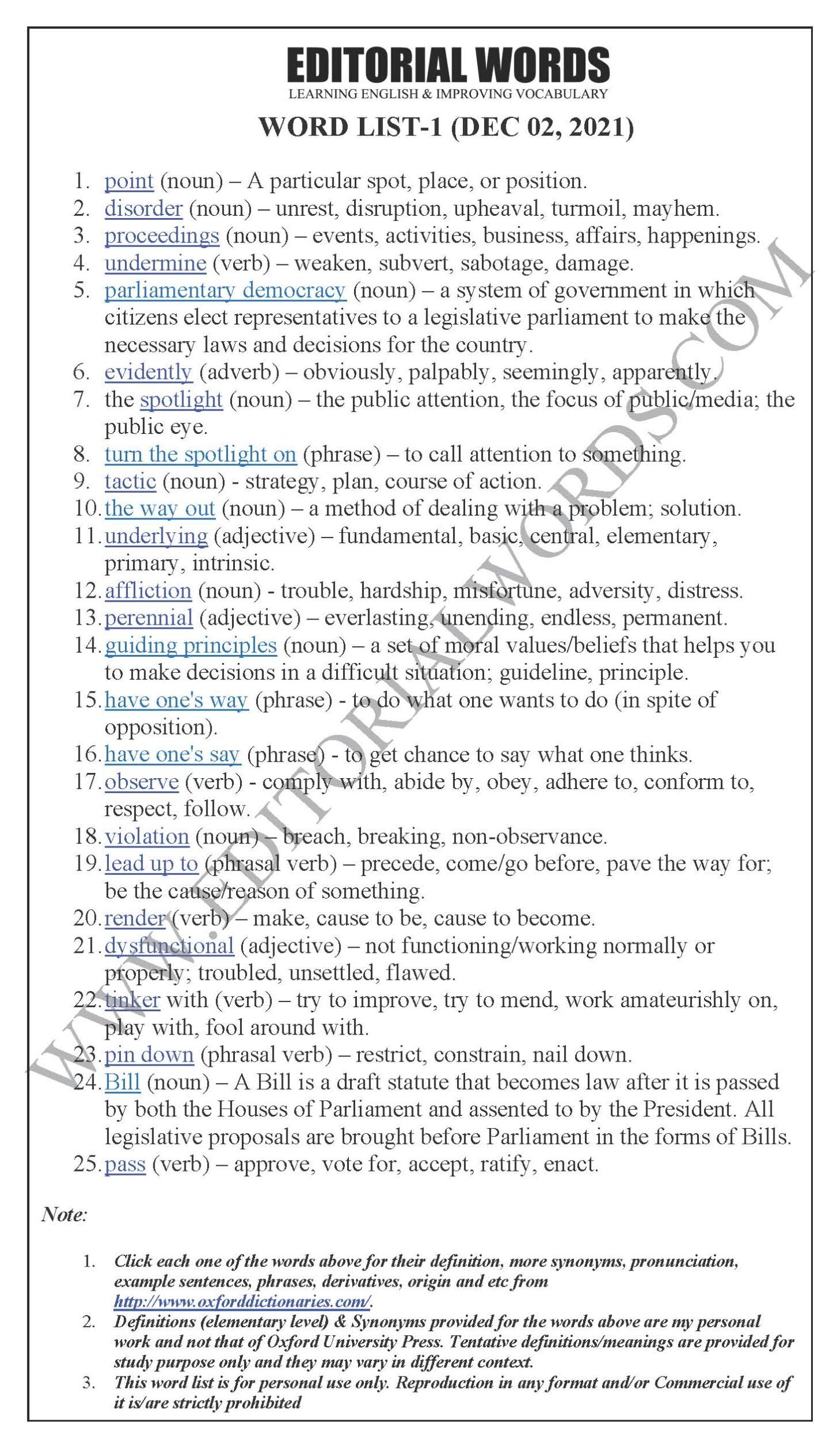 The Hindu Editorial (Point of disorder) – Dec 02, 2021 The Hindu Editorial (Point of disorder) – Dec 02, 2021
