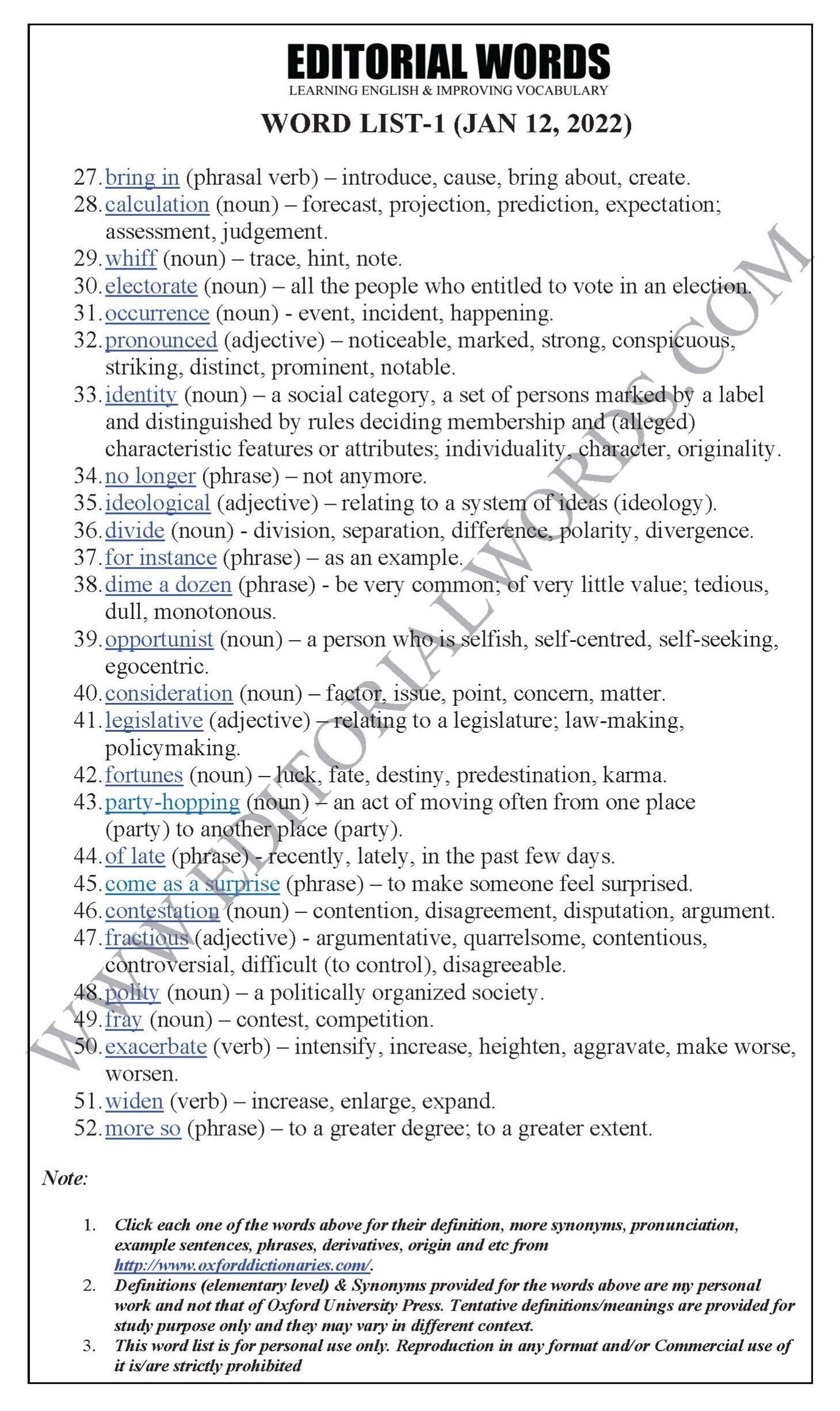 The Hindu Editorial Vocabulary in 2022